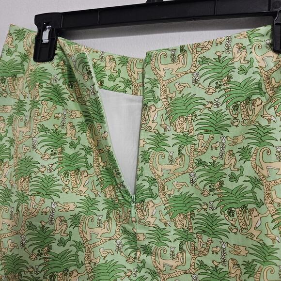TIBI HYLAND Green Tropical Print Monkey Mini Skirt Size 6 - Picture 6 of 8